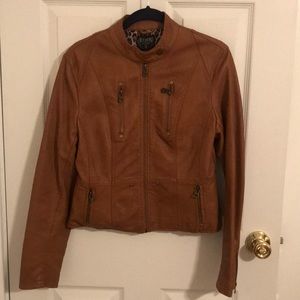 Tan faux leather jacket